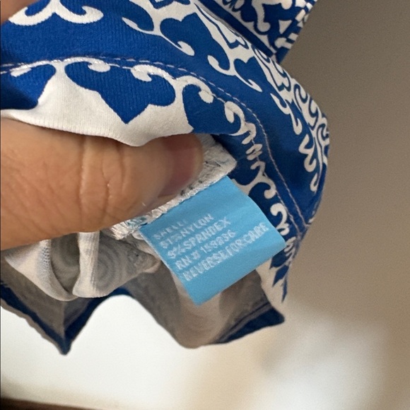 J. McLaughlin Catalina Cloth Blue Greek Print Dress M - Picture 4 of 5